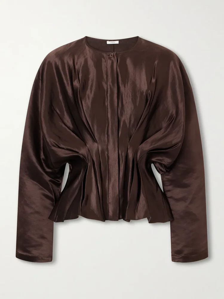 Eris gathered linen and silk-blend blouse