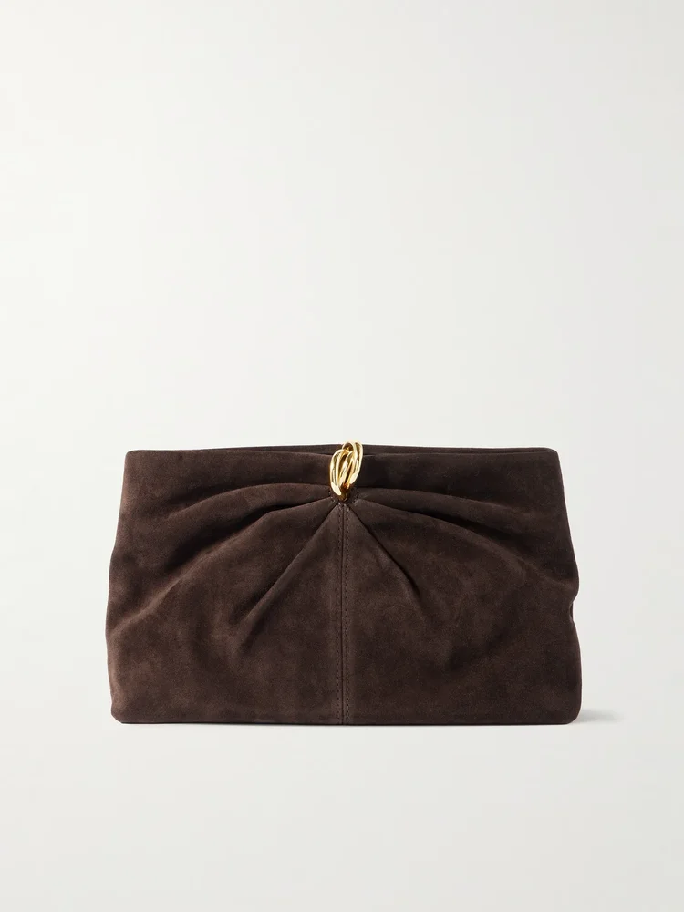 Corrine gathered suede clutch