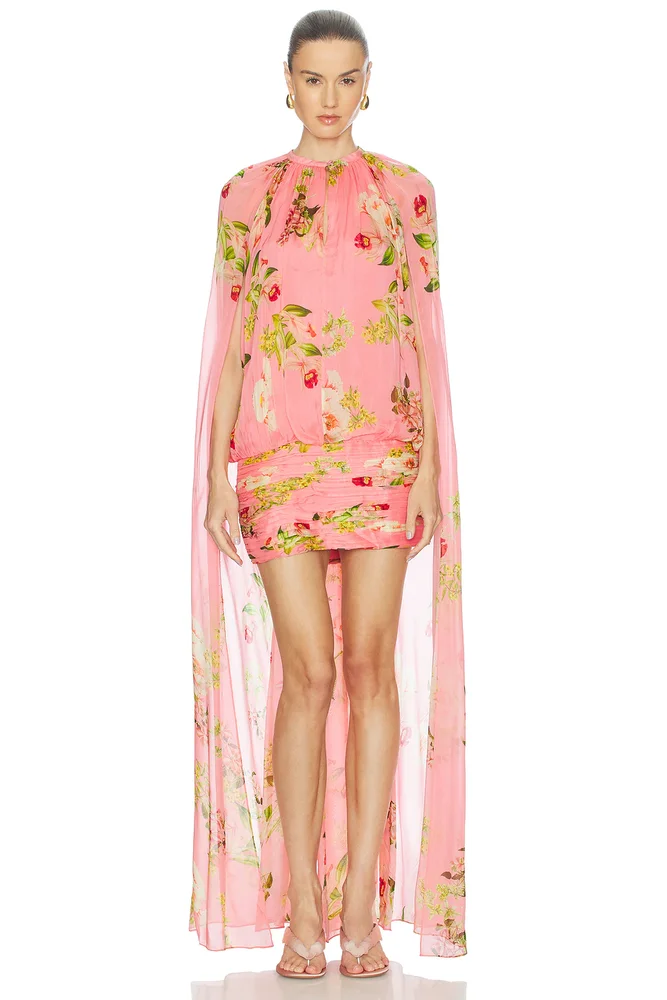 Ruched Cape Mini Dress