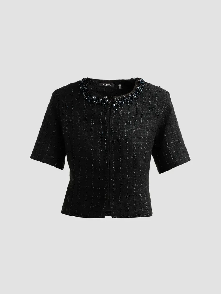 Leny Beaded Short-Sleeve Jacket