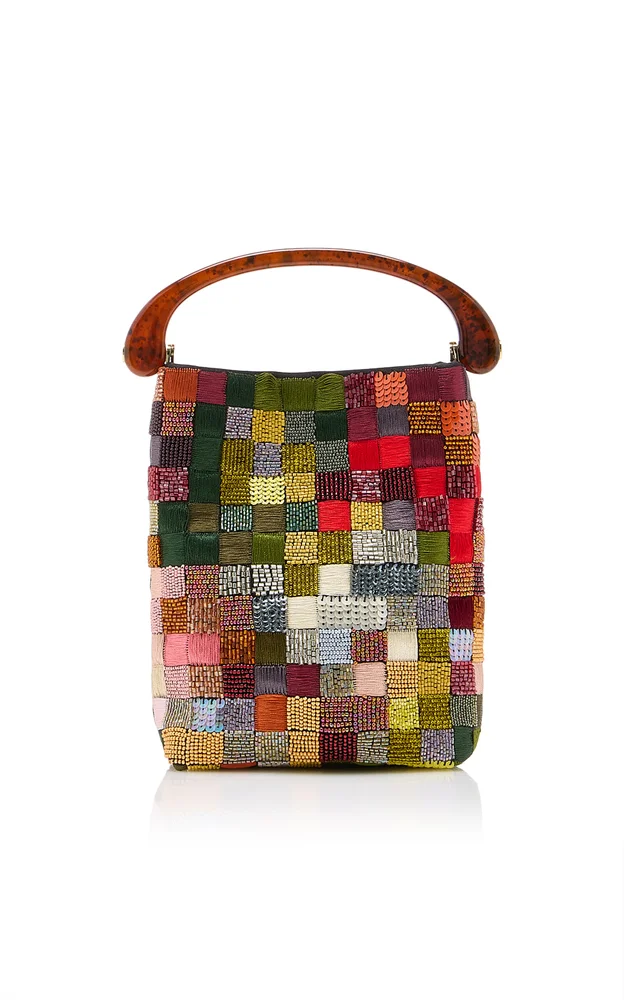 Crisp Beaded Top Handle Bag