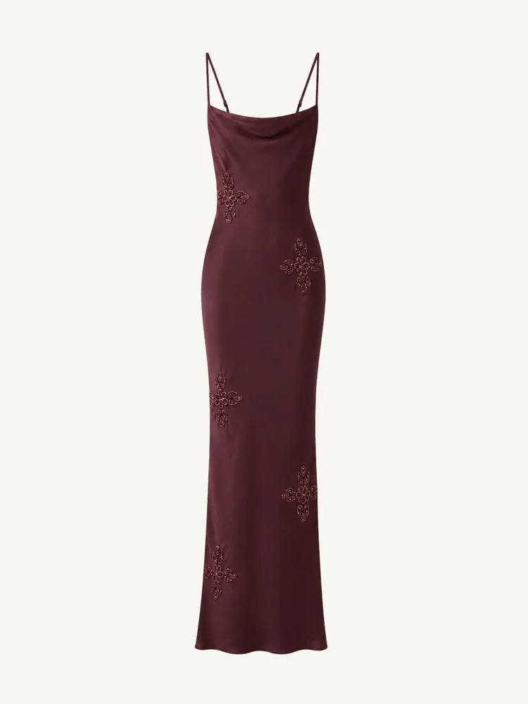 Freja Hand Beaded Dress - Port