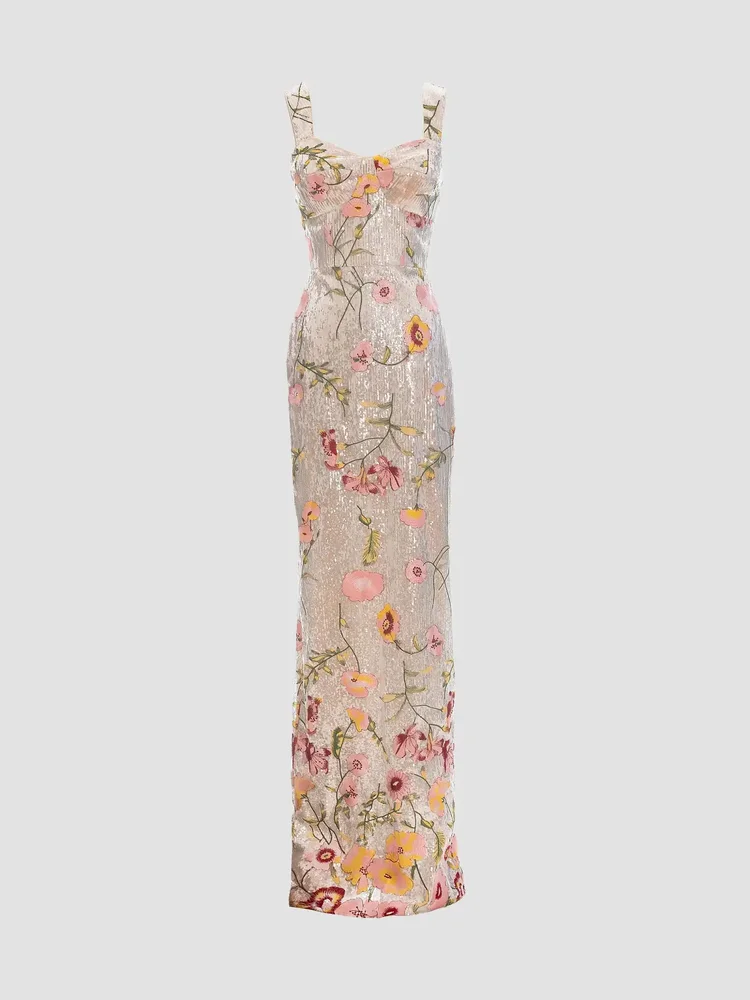 Reese Embroidered Floral Gown