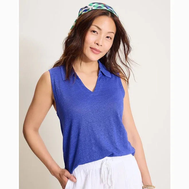 Tommy Bahama Women's Sleeveless Linnea Johnny Collar Top