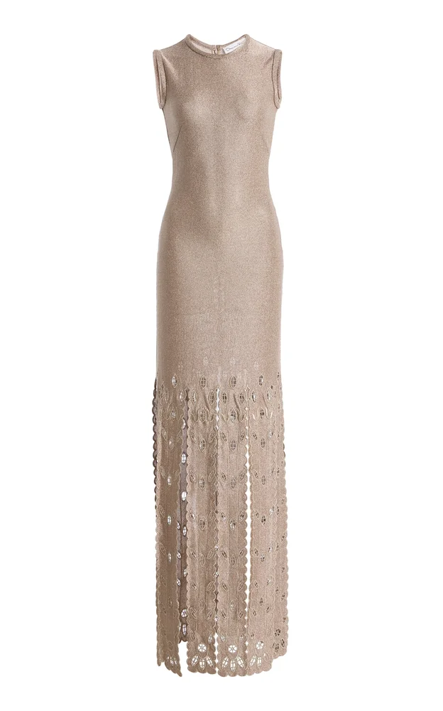 Fringed Metallic Maxi Dress