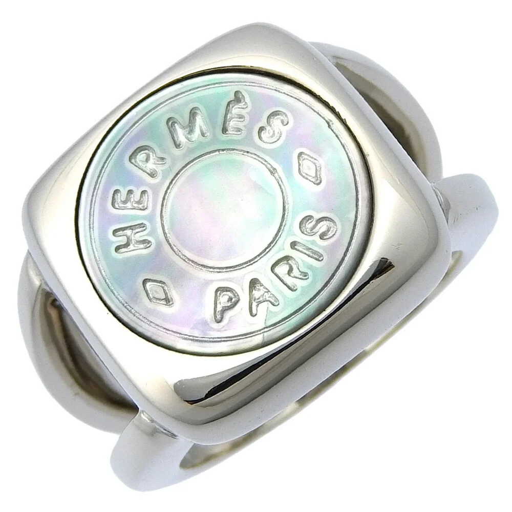 hermes Sellier Ring Shell and Sterling Silver