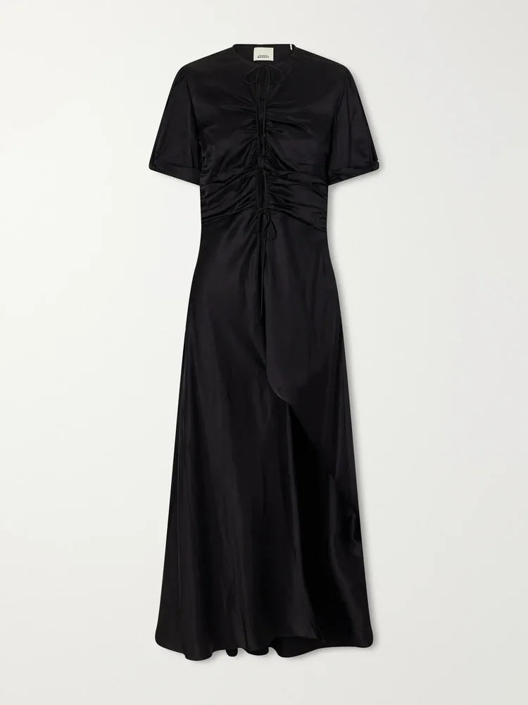 Louane gathered silk midi dress