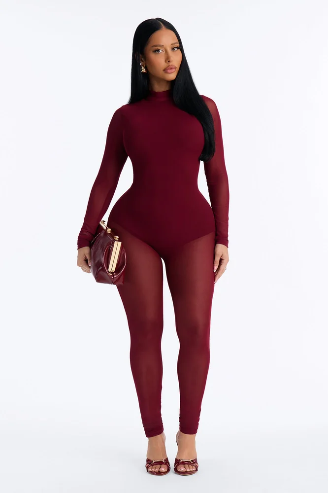 Fashion Nova Smooth Moves Mesh Skinny Leg Jumpsuit