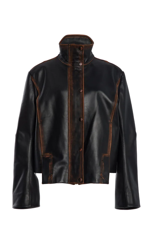 The Mason High-Neck Hand Distressed Leather Jacket