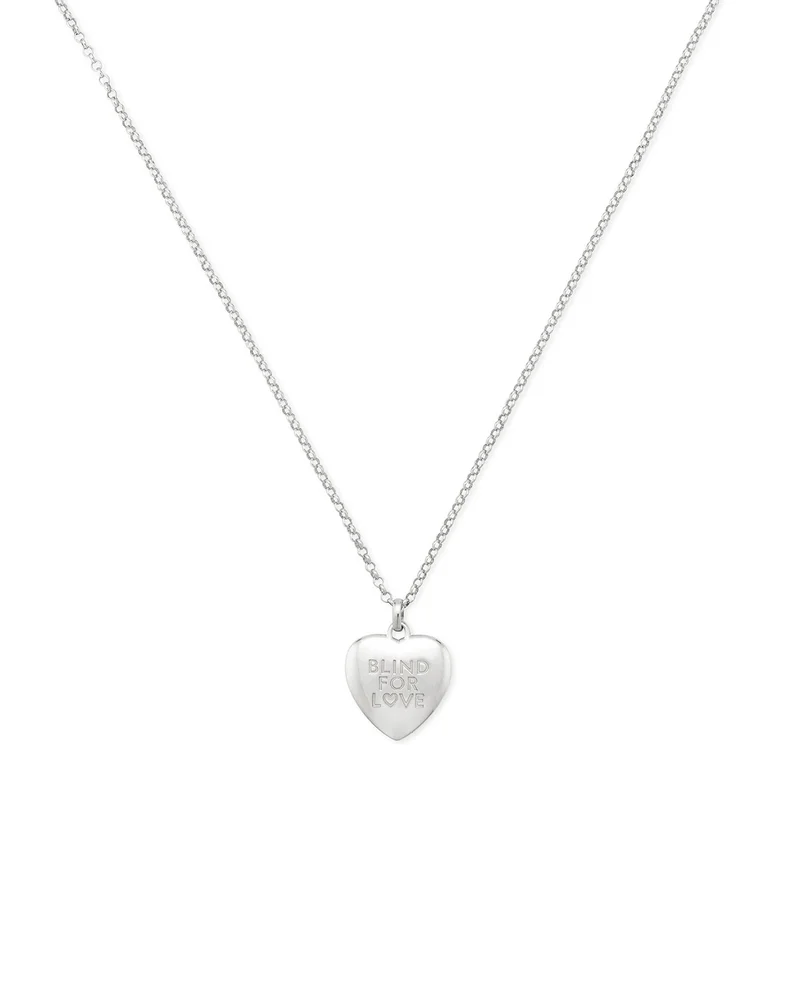 Sterling Silver Blind for Love Double G Heart Pendant Necklace, 19.7-21.7"