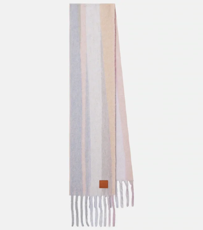 Striped alpaca and wool-blend scarf