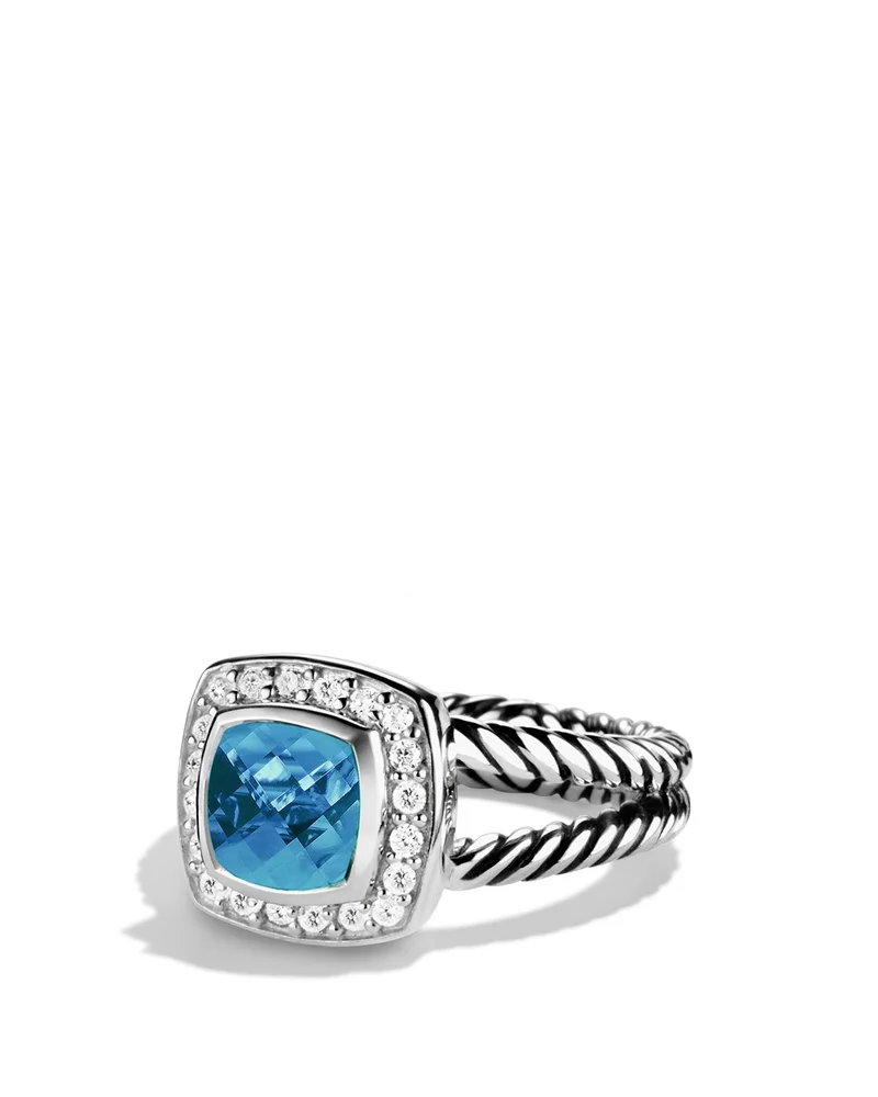 Petite Albion® Ring in Sterling Silver with Gemstone and Diamonds, 7mm