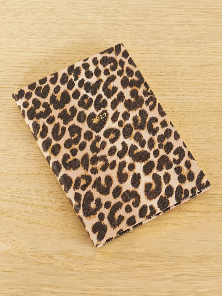 Panama 2027 leopard-print leather diary