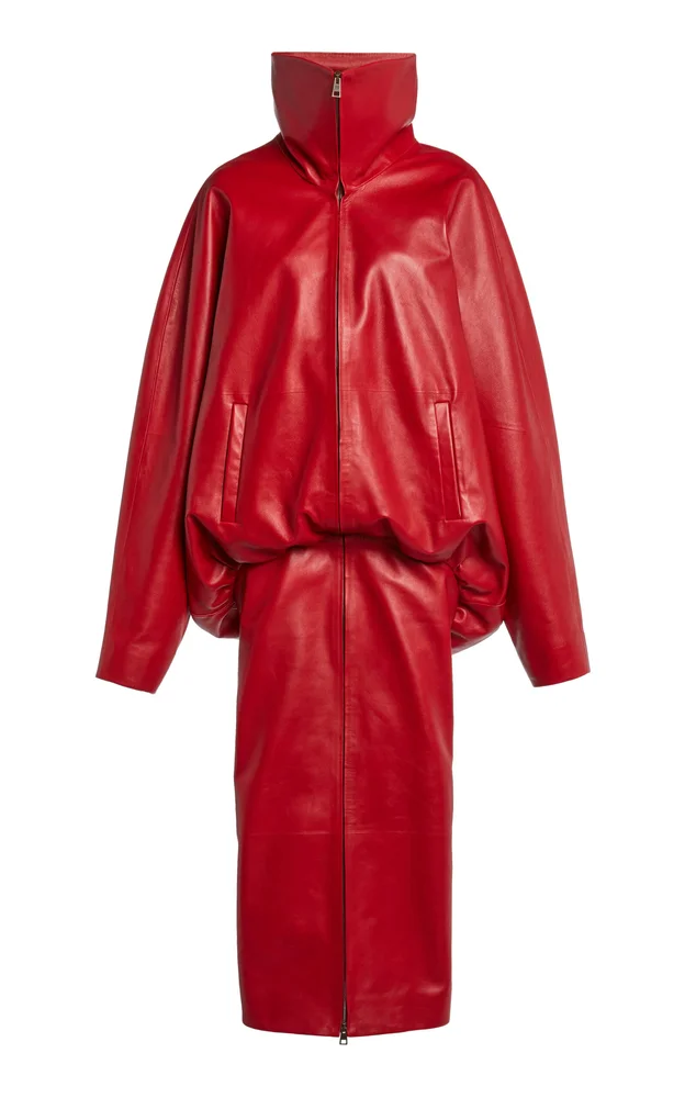 Round Leather Coat
