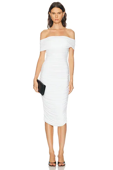 Sleeveless Cowl Neck Side Shirred Dress