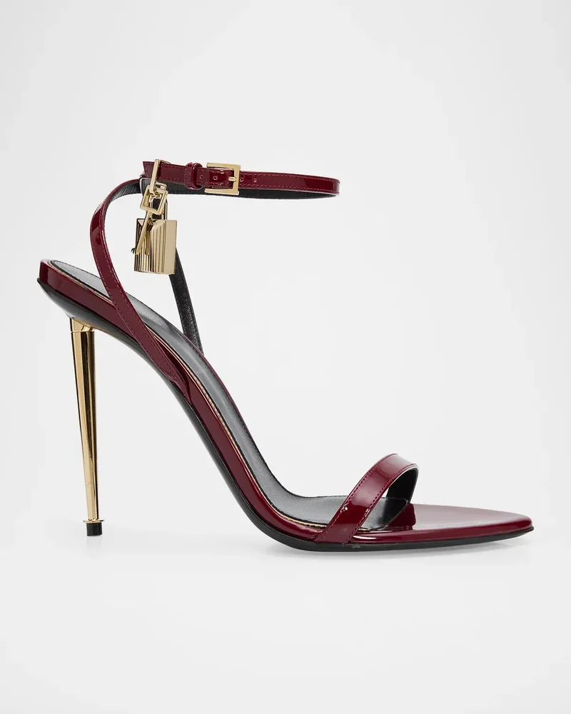 105mm Lock Patent Leather Ankle-Strap Sandals