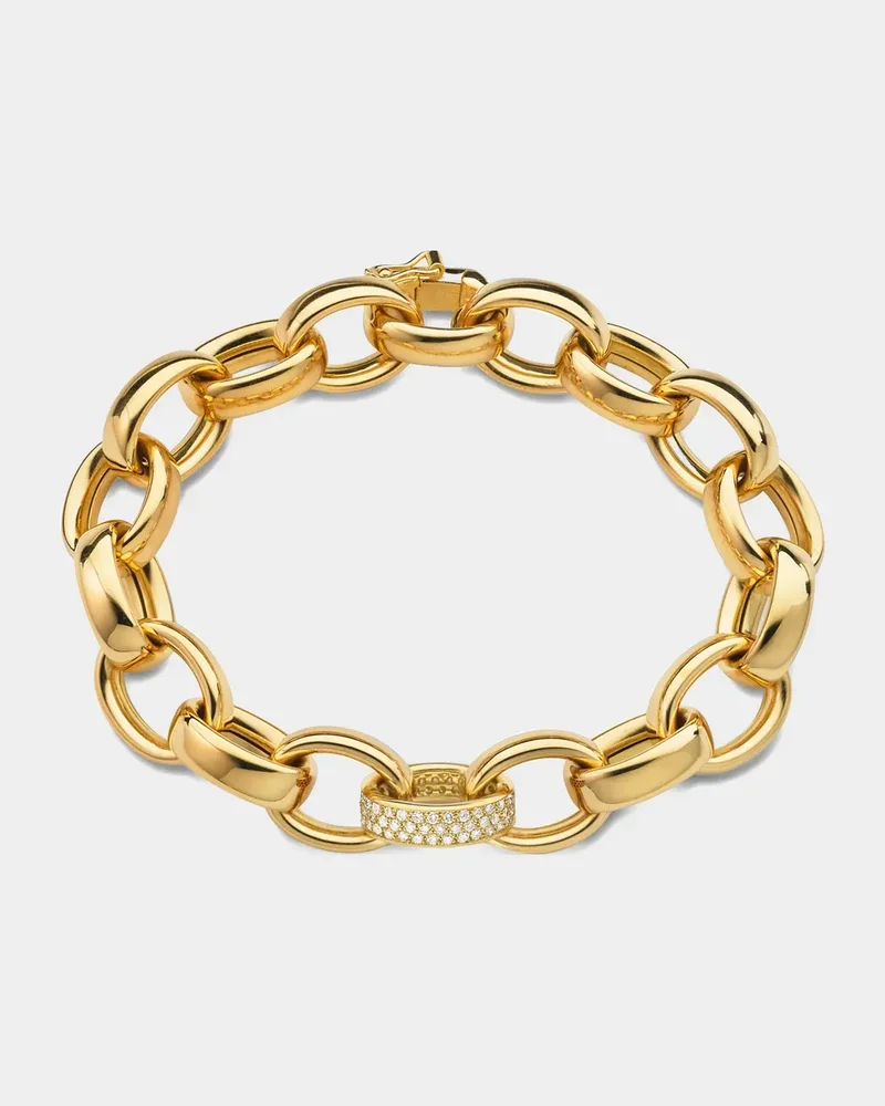 18K Yellow Gold Marilyn XL Ultra Bracelet with Diamond Pave Link