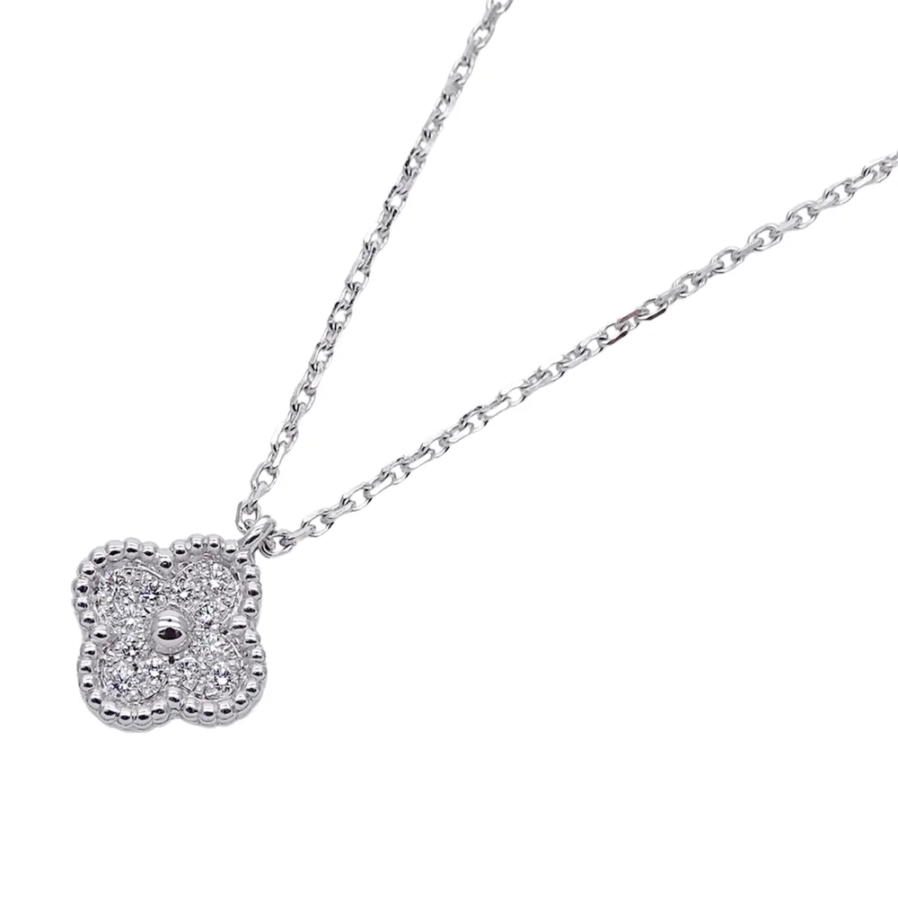Sweet Alhambra Pendant Necklace 18K White Gold