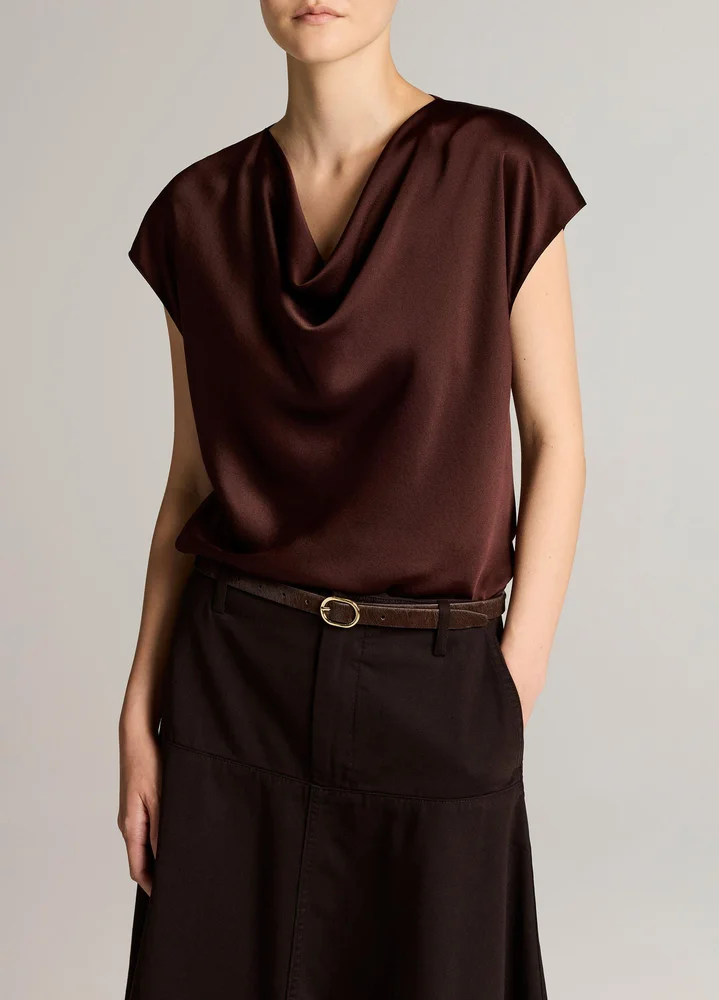 Silk Cowl-Neck Blouse