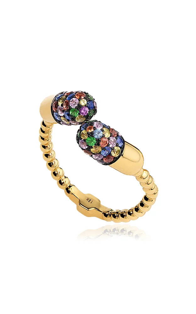 Double Pill 18K Yellow Gold Sapphire Ring