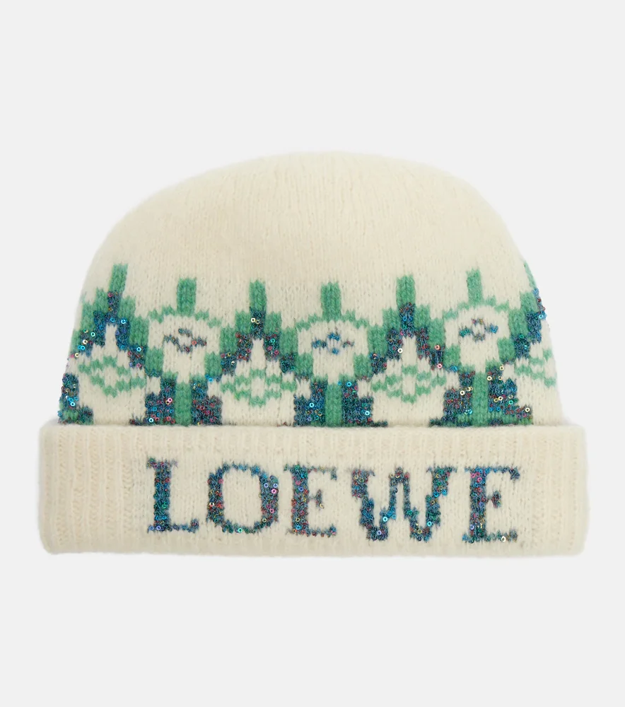 Fair Isle sequined wool-blend beanie