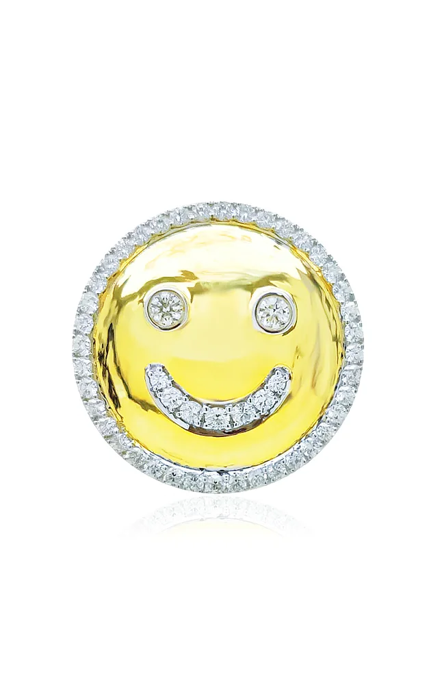 Smiley 18K Yellow Gold Diamond Bag Charm