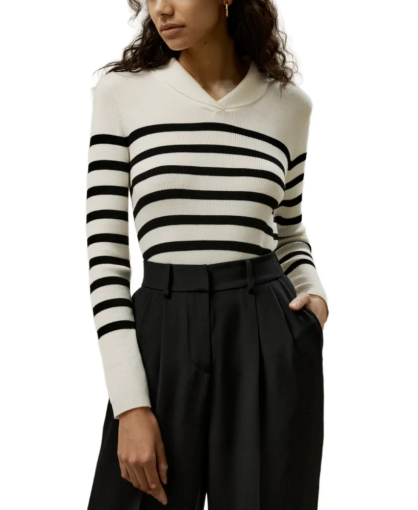 Women's Striped Ultra-fine Merino Wool Sweater
