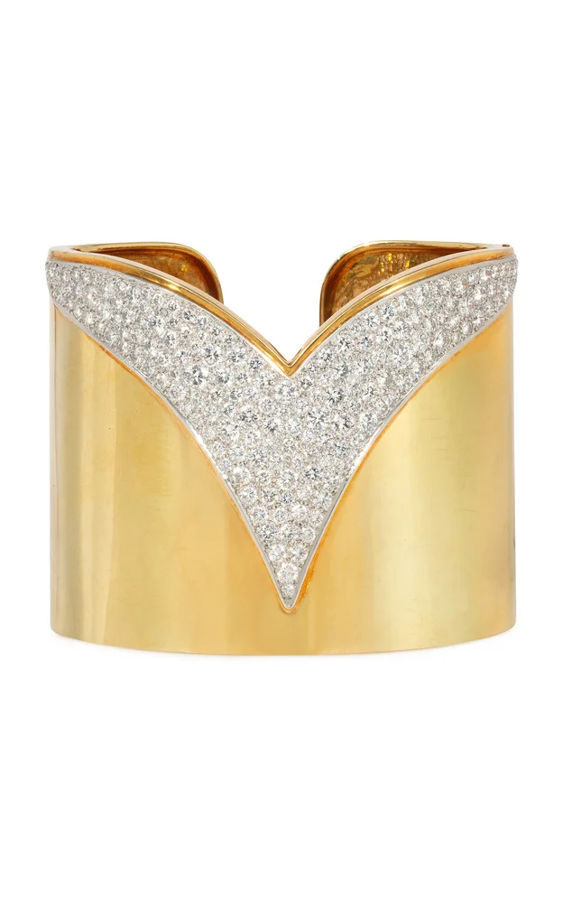 Cartier Gold and Diamond Chevron Cuff