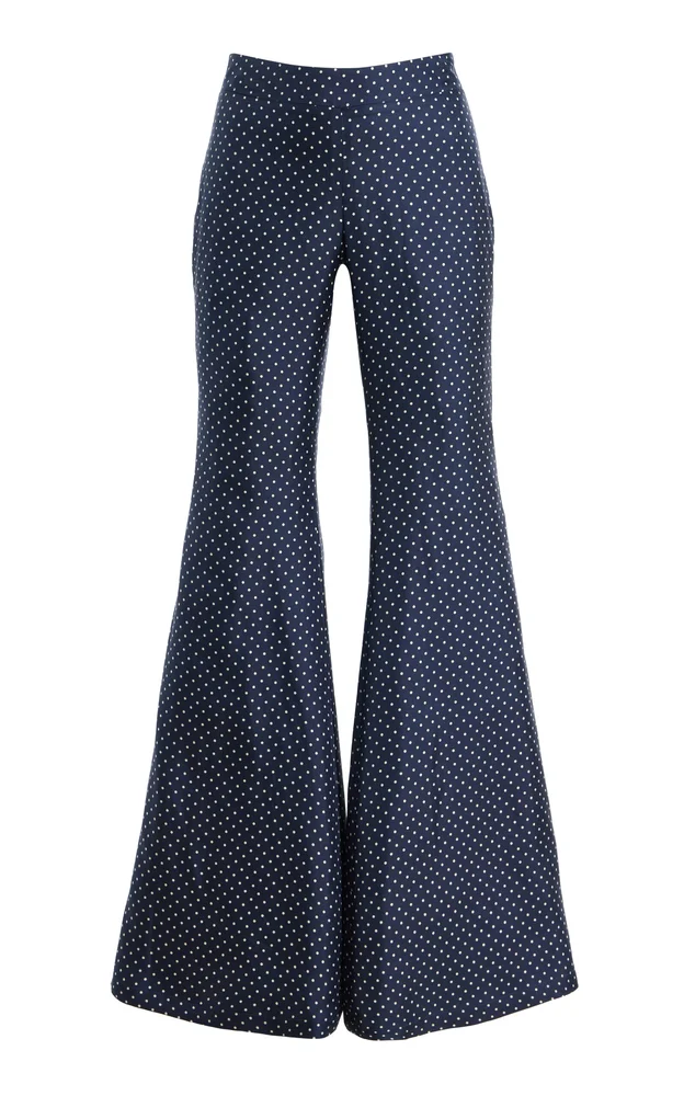 Zaoua Silk Polka-Dot Flared Pants
