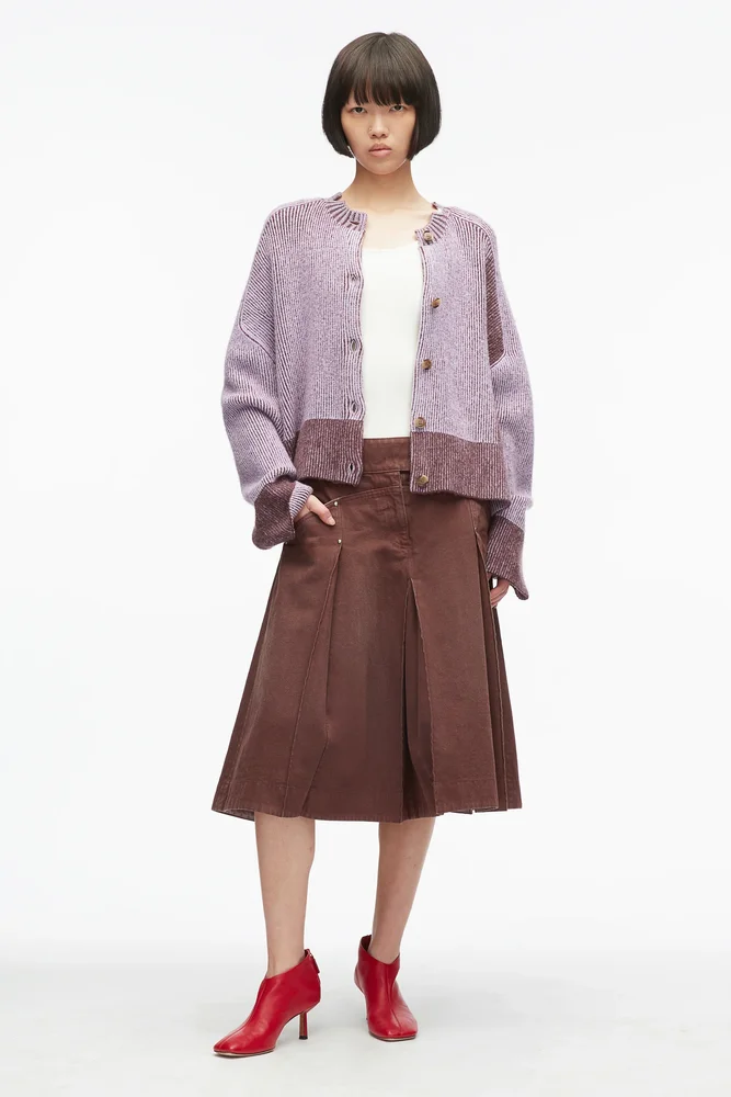 Bicolor Alpaca Raglan Cardigan