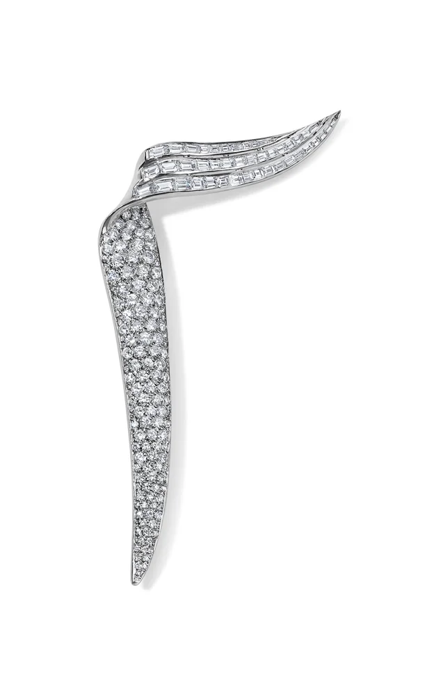 Platinum Diamond Wing Brooch