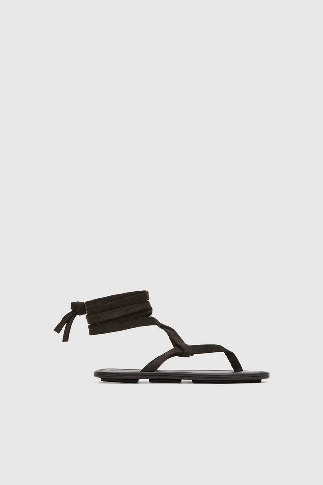 Suede Tie Up Sandal