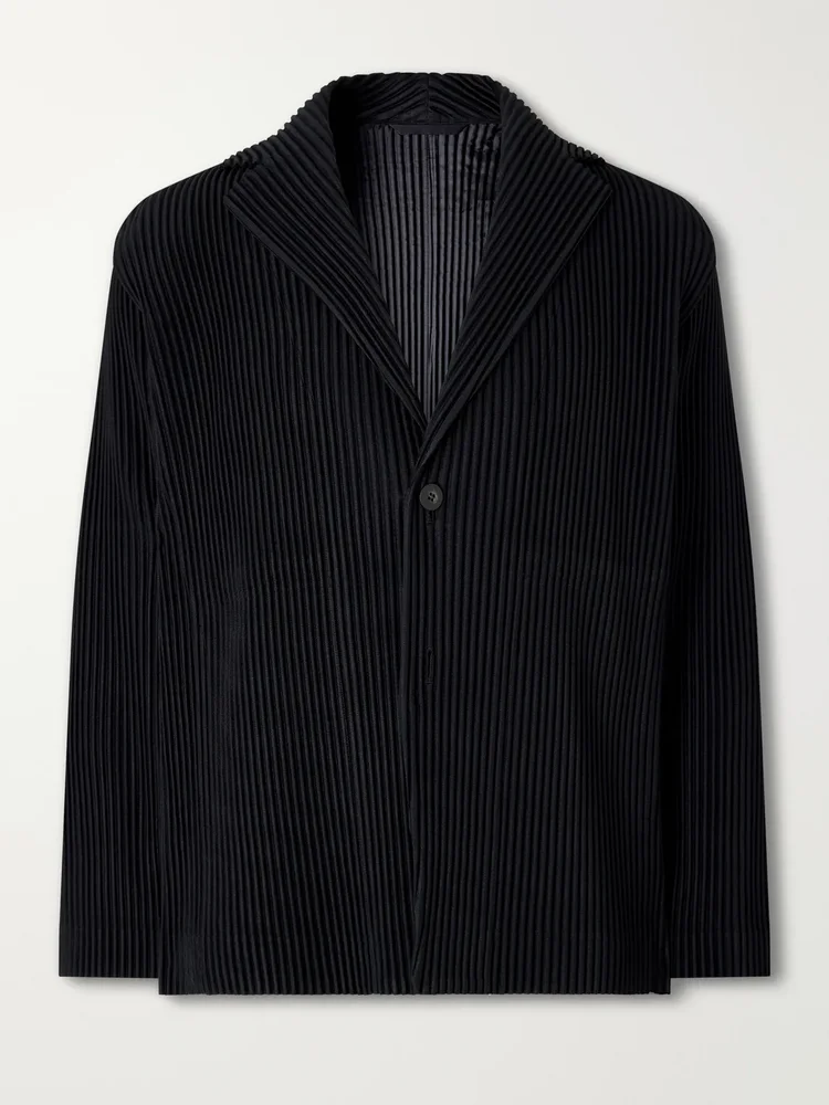 Pleated Single-Breasted Blazer