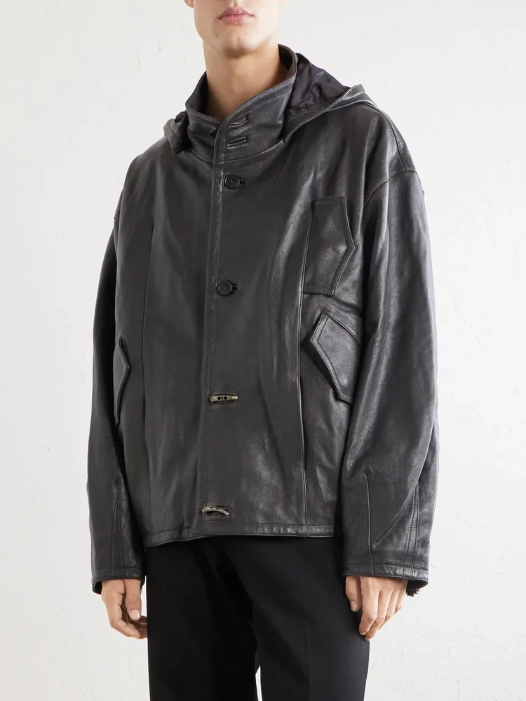 Malcom Leather Hooded Jacket