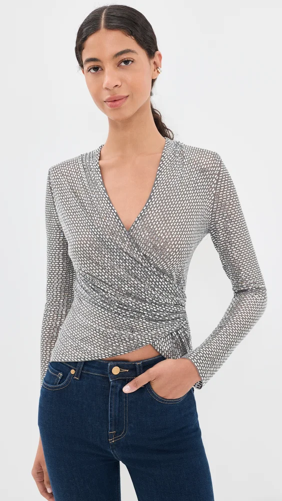 Rhinestone Mesh Wrap Top