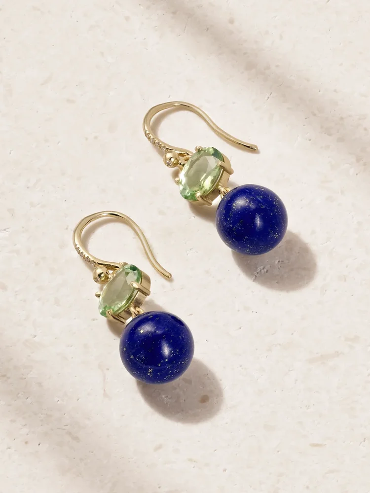 Gumball 18-karat gold multi-stone earrings