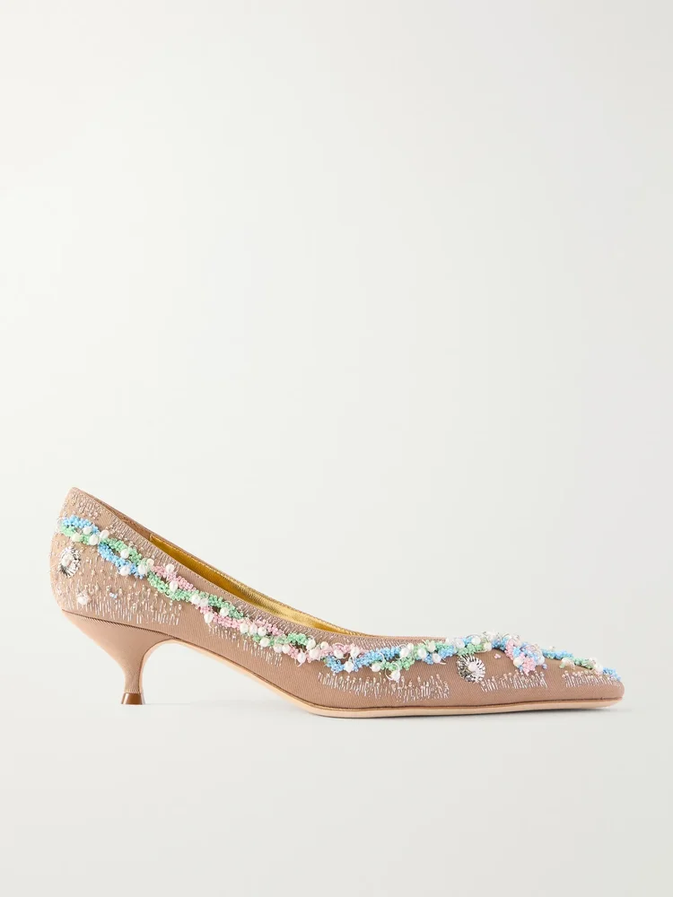 45 bead-embellished canvas pumps