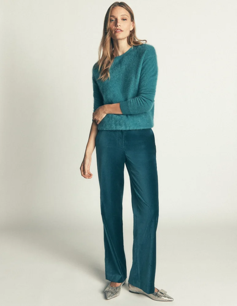 Fitzrovia Velvet Pants-Teal Ocean
