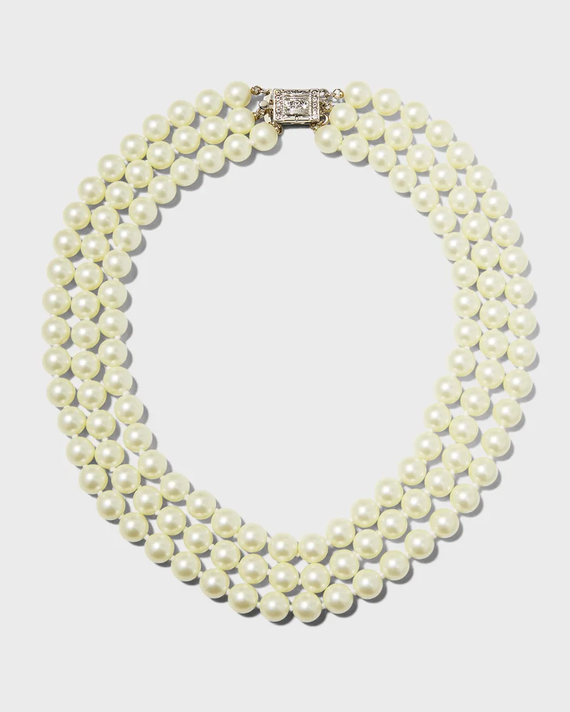 Deco 3-Row Pearly Necklace