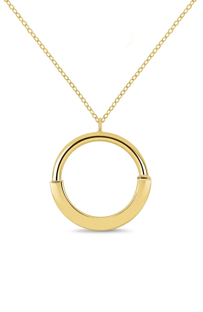 14k Gold Circle Lock Pendant Necklace