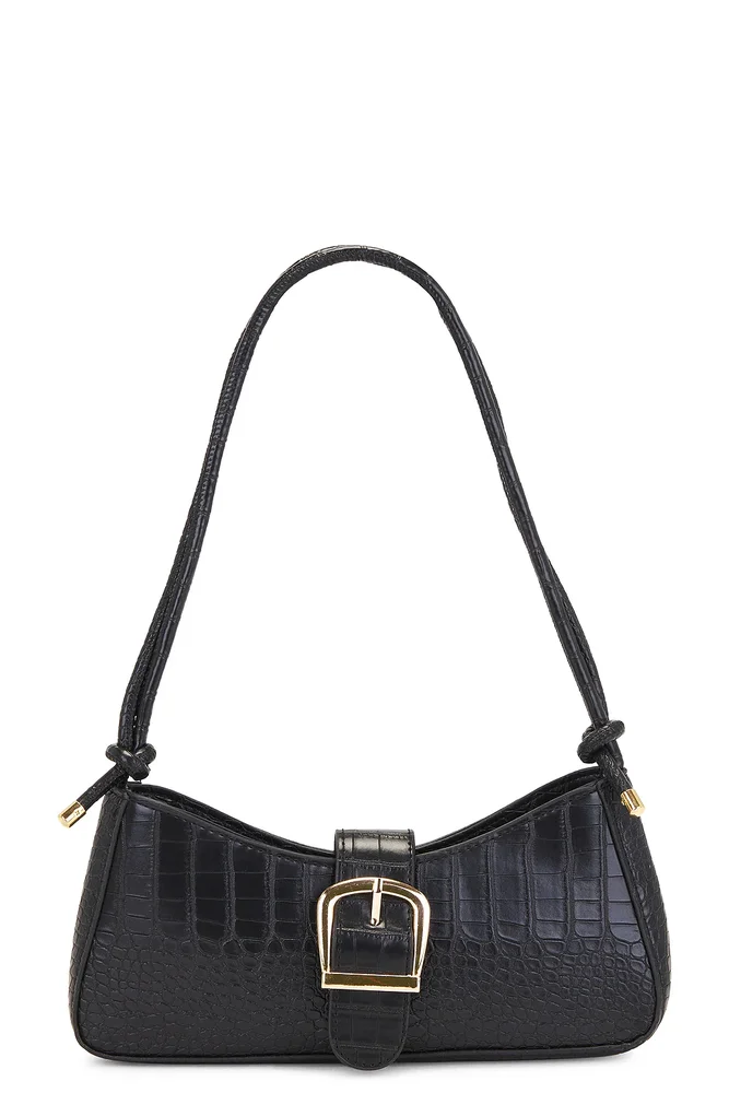 Amaria Buckle Detail Shoulder Bag Black