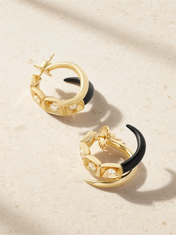 Look 18-karat gold, enamel and diamond earrings