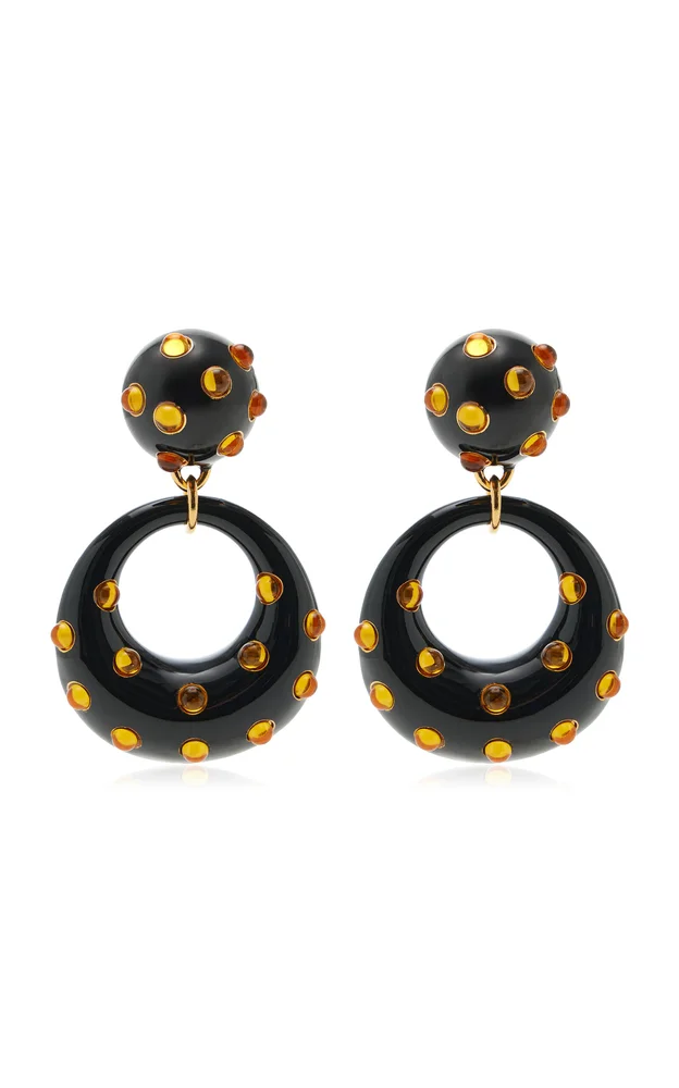 Cabochon Enamel Drop Earrings