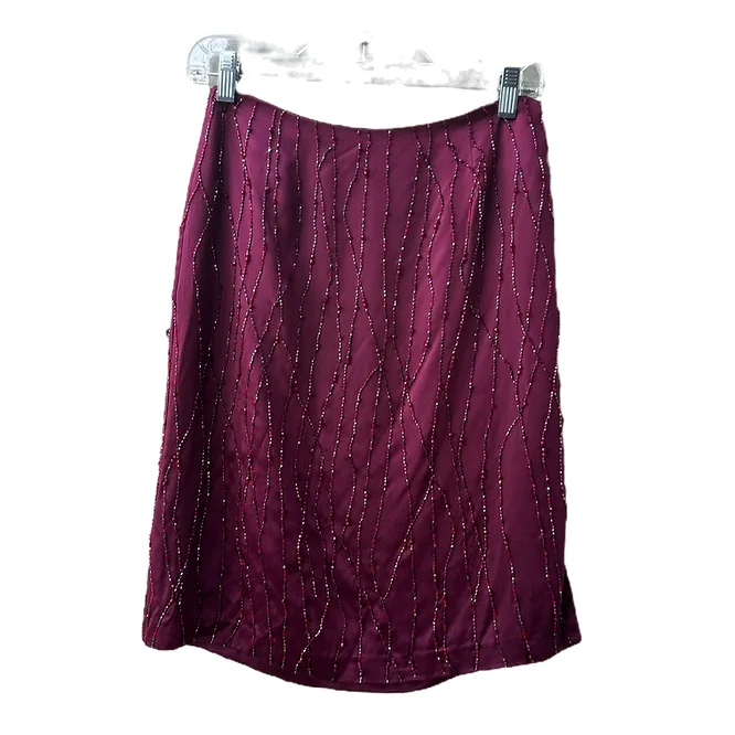 Dana Buchman Wine Silk Beaded Skirt