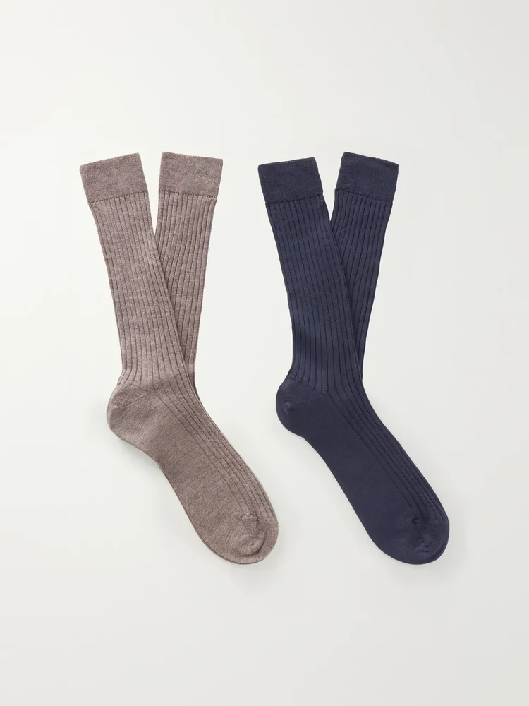 Two-Pack Cashmere and Silk-Blend Socks