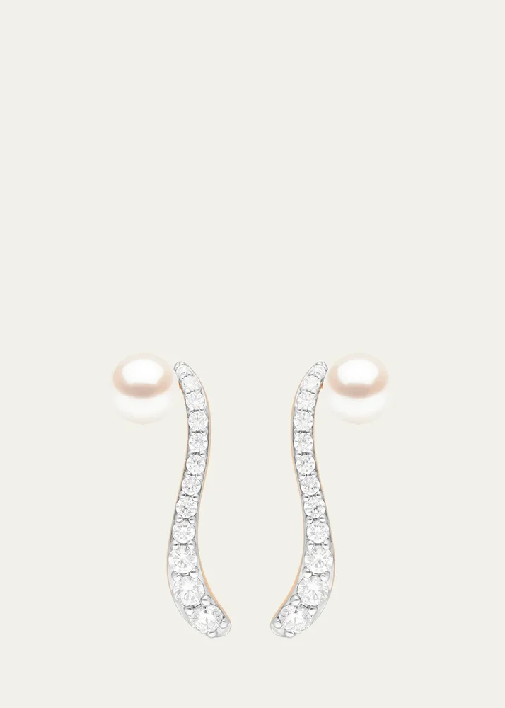 18K Ray Pearl and Diamond Earrings