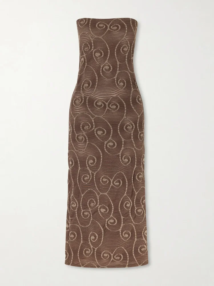 Metallic Jacquard-Knit Midi Dress