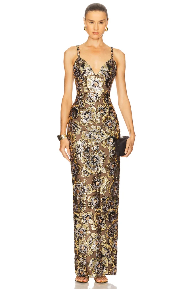 Angel Sequin Strapless Gown