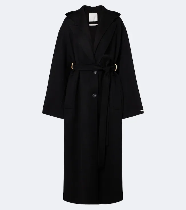 Hooded virgin wool coat