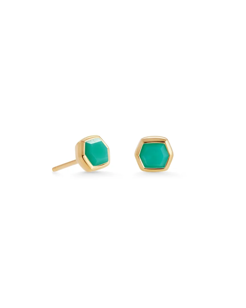 Davie 18k Gold Vermeil May Stud Earrings in Chrysoprase